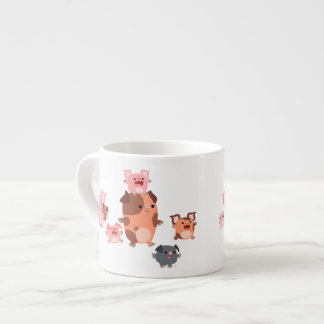 Niedlicher Cartoon Schweinegrippe Familie Espresso Espressotasse
