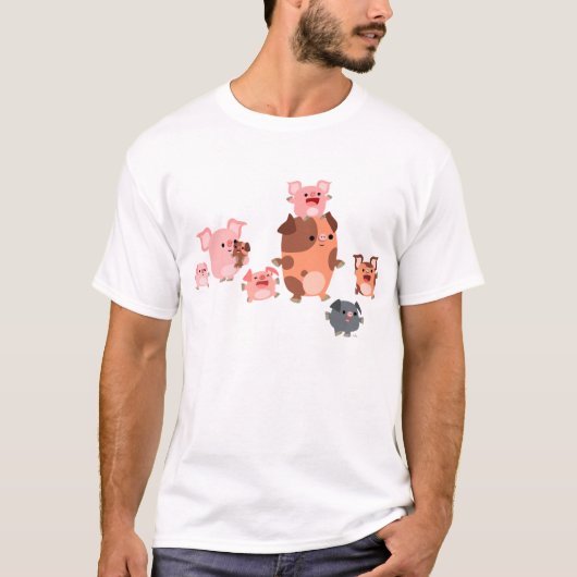 Niedlicher Cartoon Schweinehalter T - Shirt (Vorderseite)