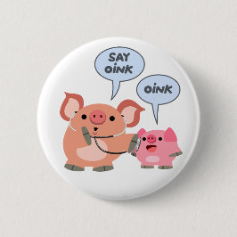 Niedlicher Cartoon Schweinekonzept und Patient Button