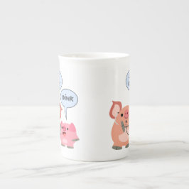 Niedlicher Cartoon Schweinekonzept und Patient Porzellantasse