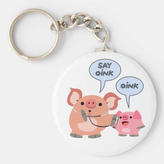 Niedlicher Cartoon Schweinekonzept und Patient Schlüsselanhänger (Vorne)