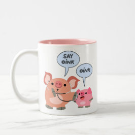 Niedlicher Cartoon Schweinekonzept und Patient Zweifarbige Tasse