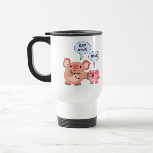 Niedlicher Cartoon Schweinekost und Tasse des Pati (Links)