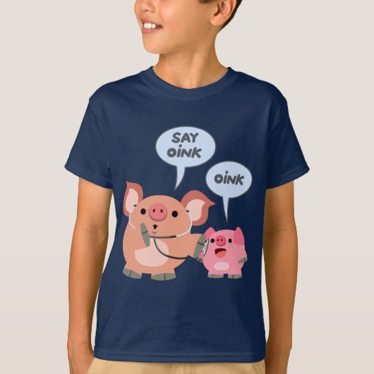 Niedlicher Cartoon Schweinektor und T - Shirt der (Vorderseite)