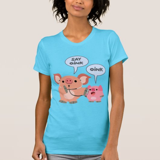 Niedlicher Cartoon Schweinektoren und T - Shirt de (Vorderseite)