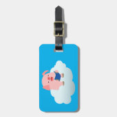 Niedlicher Cartoon-Schweineleser auf der Cloud-Gep Gepäckanhänger (Vorderseite vertikal)