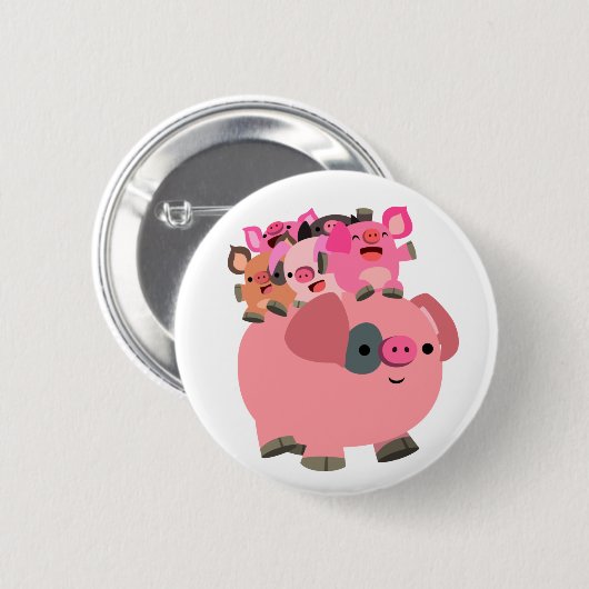 Niedlicher Cartoon Schweineschlachtkörper Button (Vorne & Hinten)
