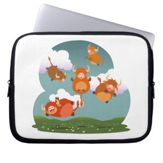 Niedlicher Cartoon schwimmende Kühe Laptop-Sieb Laptopschutzhülle