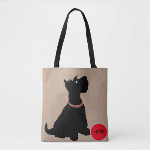 Niedlicher Cartoon Scottie Dog mit Red Ball Tote B Tasche