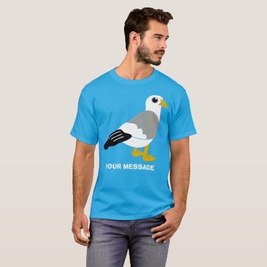 Niedlicher Cartoon Seagull Graphic Custom Messsage T-Shirt (Vorne ganz)