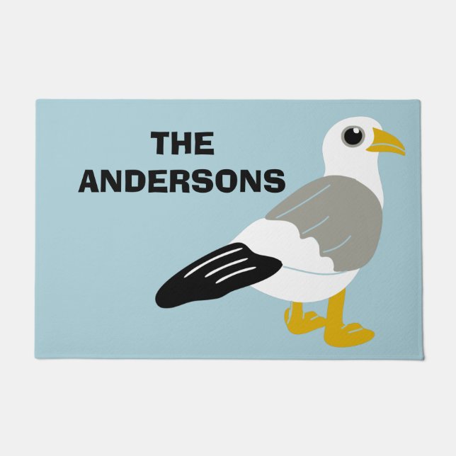 Niedlicher Cartoon Seagull Light Blue Personalisie Fußmatte (Vorderseite)