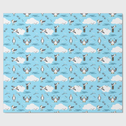 Niedlicher Cartoon Seagull Vogelküste Geschenkpapier (Flach)