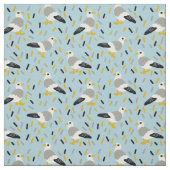 Niedlicher Cartoon Seagulls Hellblau, weiß, grau Stoff (Muster)