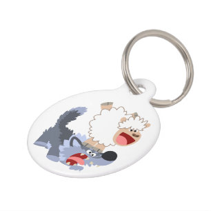 Niedlicher Cartoon Sheep and Wolf Dog Tag Haustiermarke