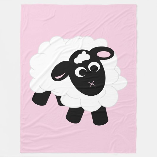 Niedlicher Cartoon Sheep Pink Girly Fleecedecke (Vorderseite)
