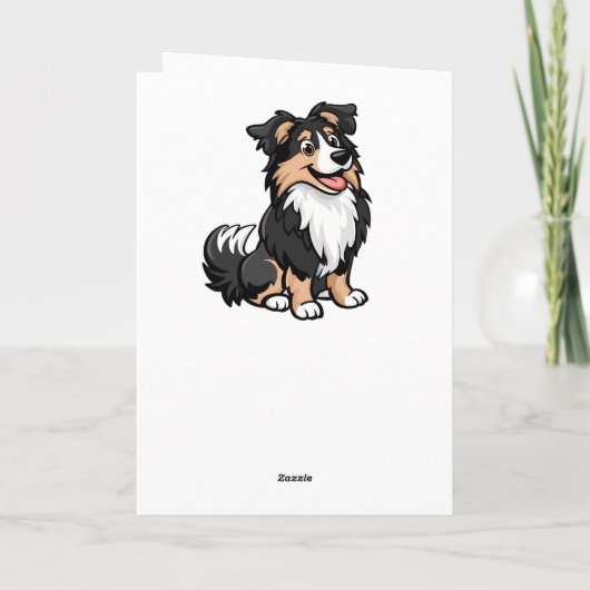 Niedlicher Cartoon Sheltie Shetland Shepherd Gebur Karte (Rückseite)