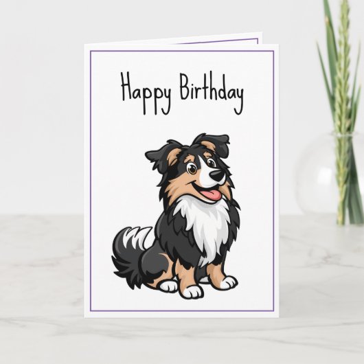 Niedlicher Cartoon Sheltie Shetland Shepherd Gebur Karte (Vorderseite)