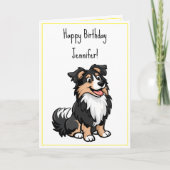 Niedlicher Cartoon Sheltie Shetland Shepherd Gebur Karte (Vorderseite)