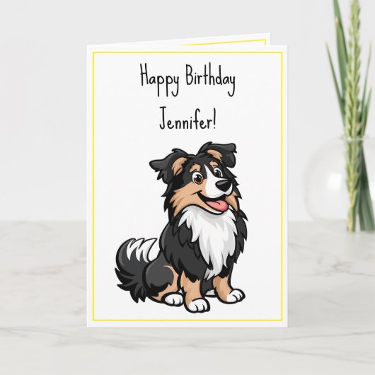Niedlicher Cartoon Sheltie Shetland Shepherd Gebur Karte (Vorderseite)