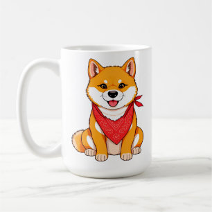 Niedlicher Cartoon Shiba Inu Hund mit Red Bandana Kaffeetasse