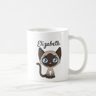 Niedlicher Cartoon Siamese Cat Kaffeetasse