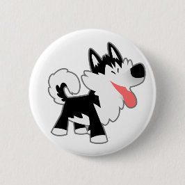 Niedlicher Cartoon Siberian Husky Button Abzeichen