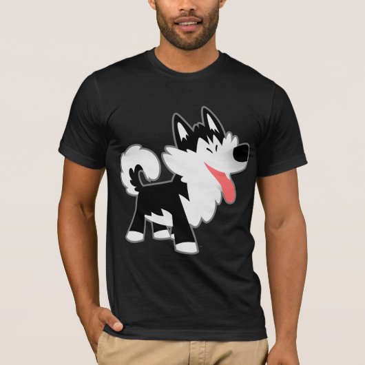 Niedlicher Cartoon Siberischer Husky T - Shirt (Vorderseite)