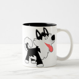 Niedlicher Cartoon Sibirische Husky-Tasse Zweifarbige Tasse