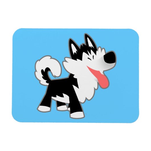 Niedlicher Cartoon Sibirischer Husky Flexible Magn Magnet (Horizontal)