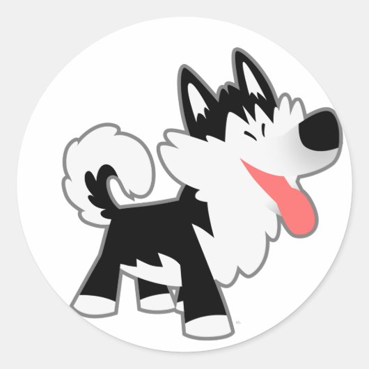 Niedlicher Cartoon Sibirischer Husky-Sticker Runder Aufkleber (Vorderseite)