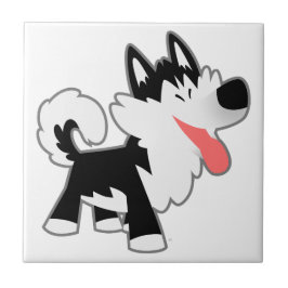 Niedlicher Cartoon Sibirischer Husky Tile Fliese