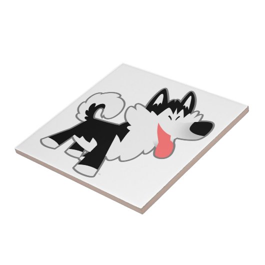 Niedlicher Cartoon Sibirischer Husky Tile Fliese (Seite)