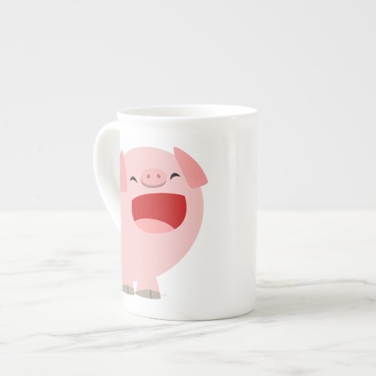 Niedlicher Cartoon Singing Pig Bone China Tasse (Vorderseite Links)