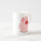 Niedlicher Cartoon Singing Pig Bone China Tasse (Vorderseite Rechts)