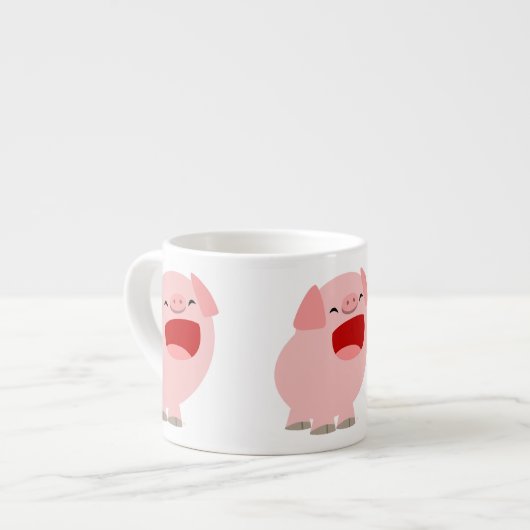 Niedlicher Cartoon Singing Pig Espresso Tasse (Vorderseite Links)