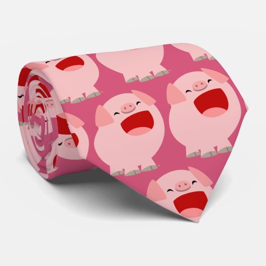 Niedlicher Cartoon Singing Pig Krawatte (Gerollt)
