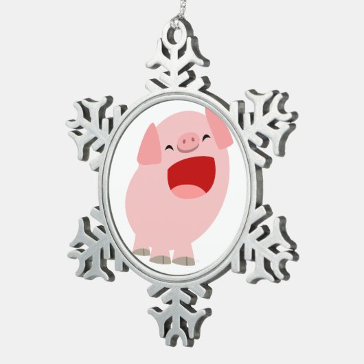 Niedlicher Cartoon Singing Pig Pewter Ornament (Rechts)