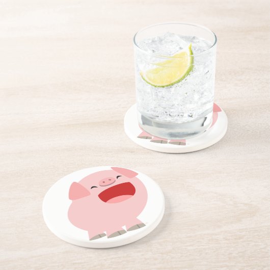 Niedlicher Cartoon Singing Pig Untersetzer (Seite)