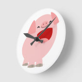 Niedlicher Cartoon Singing Pig Wall Clock Runde Wanduhr (Winkel)