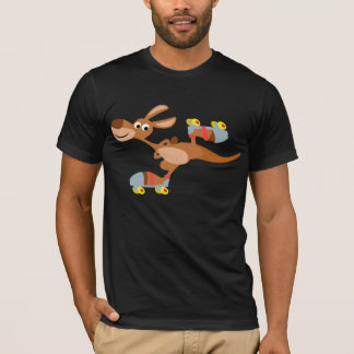 Niedlicher Cartoon-Skaten-Känguru-T - Shirt