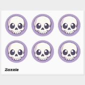 Niedlicher Cartoon Skull Kawaii Halloween Goth Sti Runder Aufkleber (Blatt)