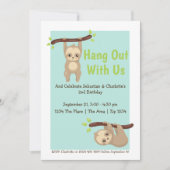 Niedlicher Cartoon Sloth Birthday Party Einladung (Vorderseite)