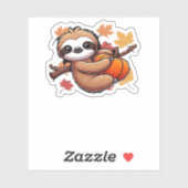 Niedlicher Cartoon Sloth mit Pumpkin - Herbstsaiso Aufkleber (Blatt)