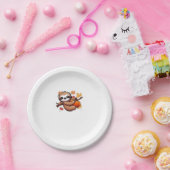 Niedlicher Cartoon Sloth mit Pumpkin - Herbstsaiso Pappteller (Party)