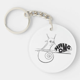 Niedlicher Cartoon Snail auf einer Pflanze mit pos Schlüsselanhänger