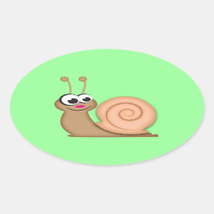Niedlicher Cartoon Snail Ovaler Aufkleber