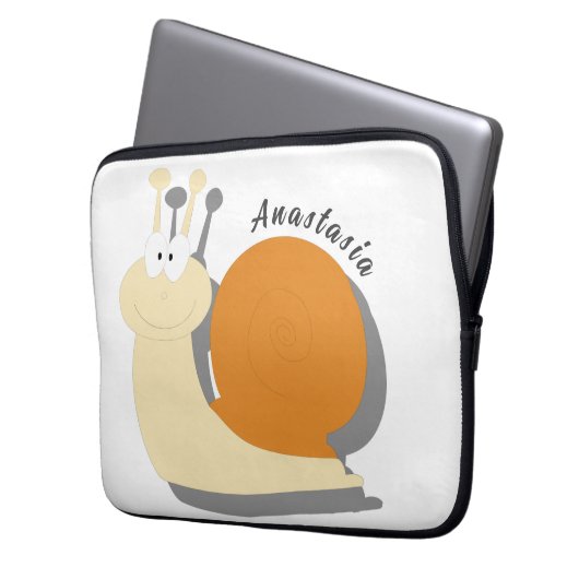 Niedlicher Cartoon Snail Personalisierter Laptop-S Laptopschutzhülle (Vorderseite Links)