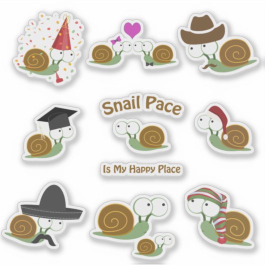 Niedlicher Cartoon Snails Sticker Set (Vorderseite)