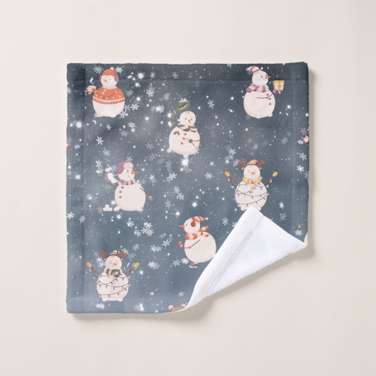 Niedlicher Cartoon Snowman Badhandtuch Set (Waschlappen)