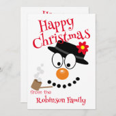 Niedlicher Cartoon Snowman Feiertagskarte (Vorne/Hinten)